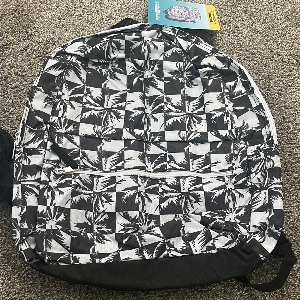 Monochrome Kids Backpack with Tropical Print